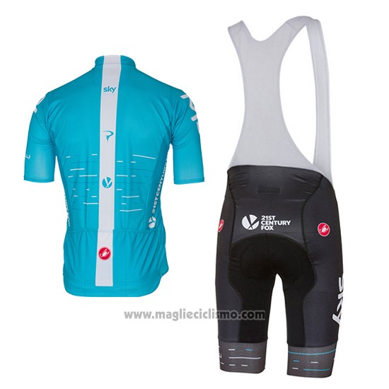 2017 Abbigliamento Ciclismo Sky Celeste Manica Corta e Salopette